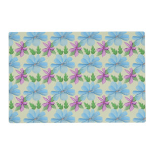 Blue Floral Pattern Aesthetic Watercolor Flower Placemat