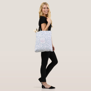 Blue Floral Pattern All-Over-Print Tote Bag