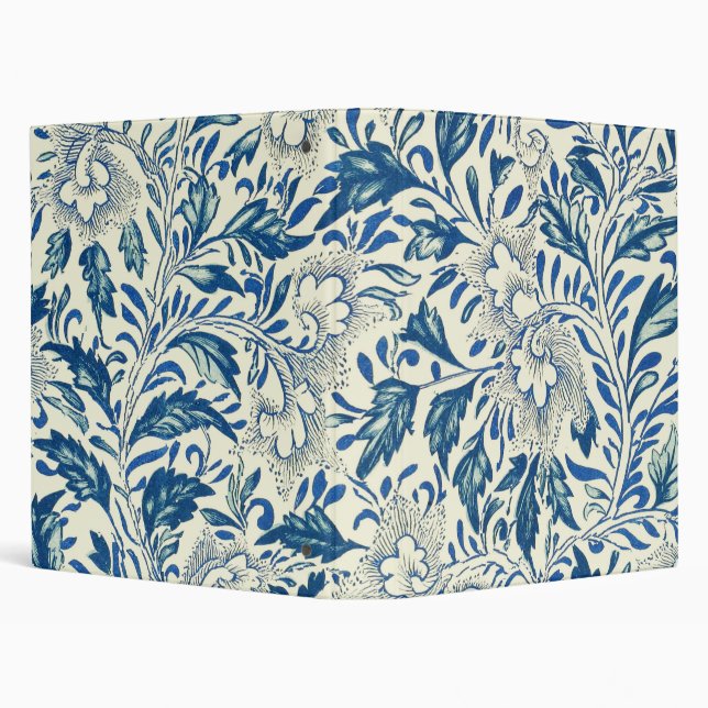 Blue Floral Pattern Antique Asian Design 3 Ring Binder (Background)
