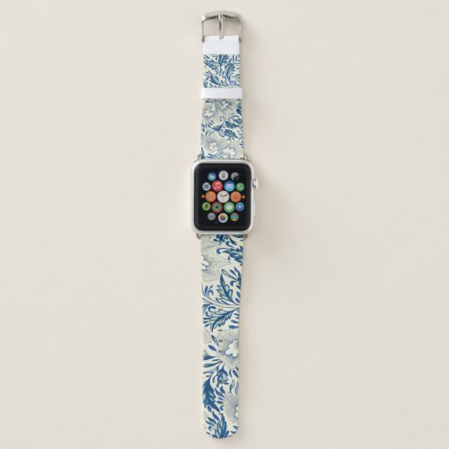 Blue Floral Pattern Antique Asian Design Apple Watch Band