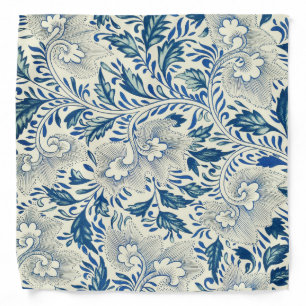 Blue Floral Pattern Antique Asian Design Bandana