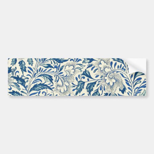 Blue Floral Pattern Antique Asian Design Bumper Sticker