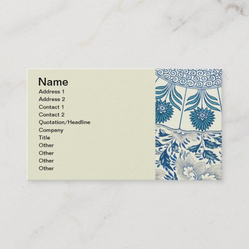 Blue Floral Pattern Antique Asian Design Business Card