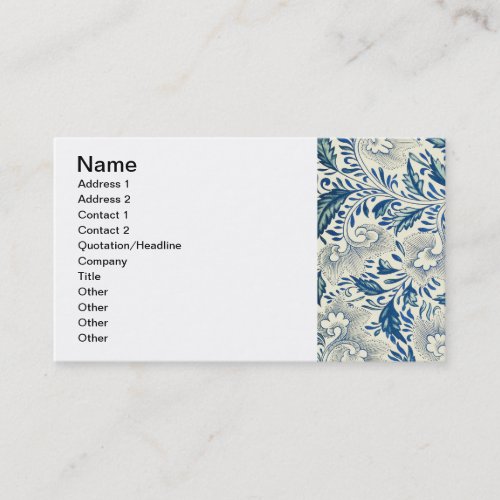 Blue Floral Pattern Antique Asian Design Business Card