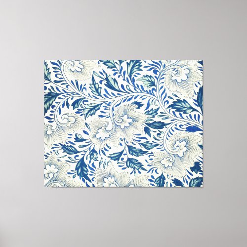 Blue Floral Pattern Antique Asian Design Canvas Print