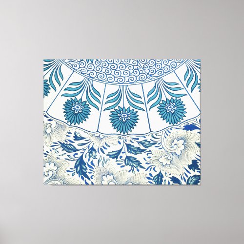 Blue Floral Pattern Antique Asian Design Canvas Print