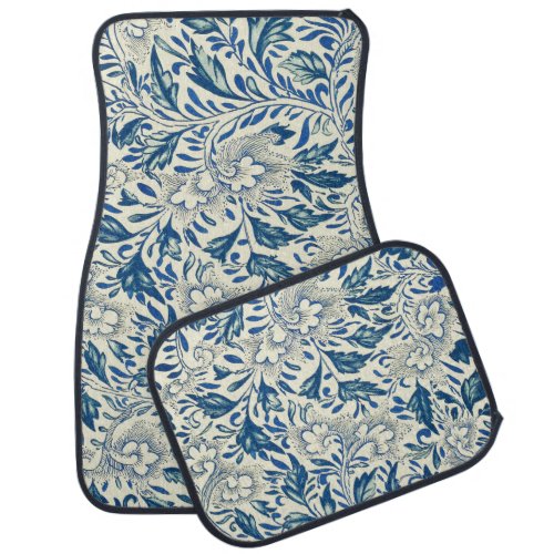 Blue Floral Pattern Antique Asian Design Car Floor Mat