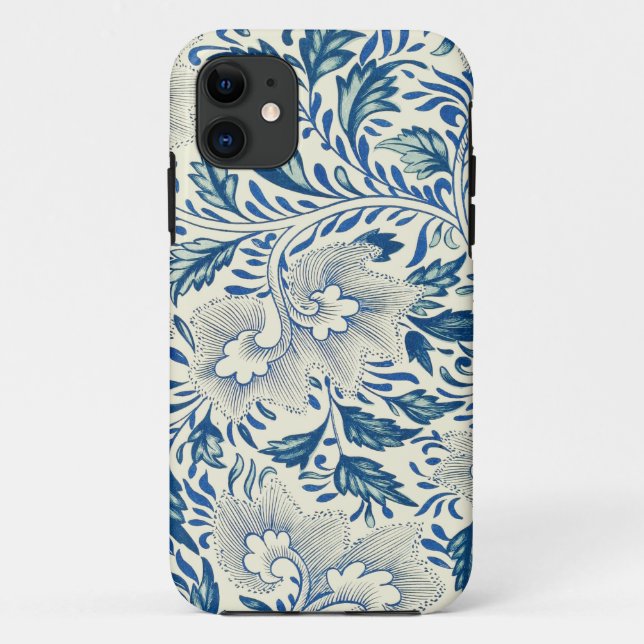 Blue Floral Pattern Antique Asian Design Case-Mate iPhone Case (Back)
