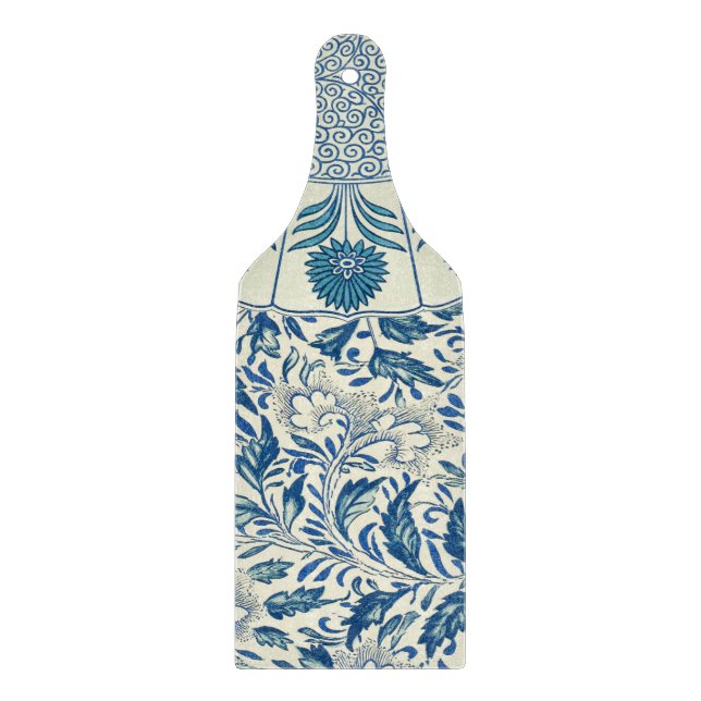 Blue Floral Pattern Antique Asian Design Cutting Board (Front)