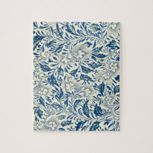 Blue Floral Pattern Antique Asian Design Jigsaw Puzzle