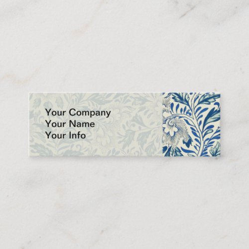 Blue Floral Pattern Antique Asian Design Mini Business Card