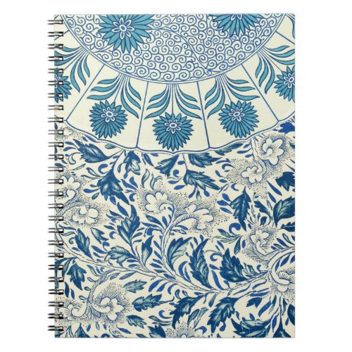 Blue Floral Pattern Antique Asian Design Notebook