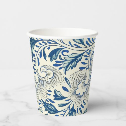 Blue Floral Pattern Antique Asian Design Paper Cups