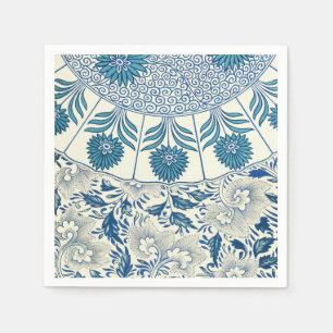 Blue Floral Pattern Antique Asian Design Paper Napkins