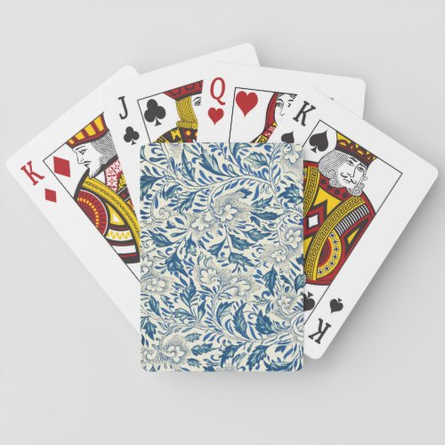 Blue Floral Pattern Antique Asian Design Poker Cards