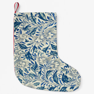 Blue Floral Pattern Antique Asian Design Small Christmas Stocking