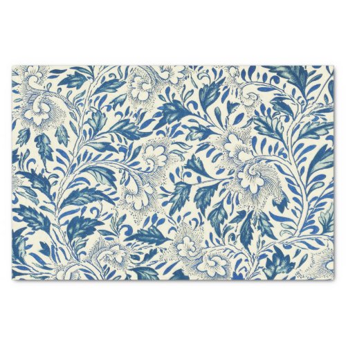 Blue Floral Pattern Antique Asian Design Tissue Paper