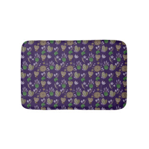 Blue Floral Pattern Bath Mat