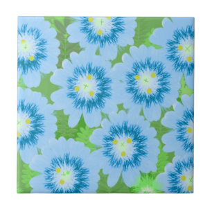 Blue Floral Pattern Ceramic Tile