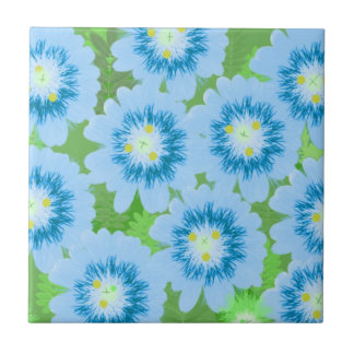 Blue Floral Pattern Ceramic Tile