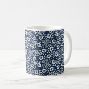Blue Floral Pattern Coffee Mug by Romanelli at Zazzle