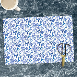 Blue Floral Pattern Decoupage Tissue Paper