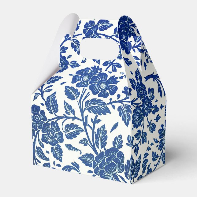Blue Floral Pattern Favor Boxes (Front Side)