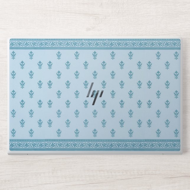 Blue Floral Pattern HP Laptop Skin (Front)