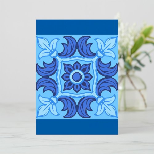 Blue Floral Pattern Invitation