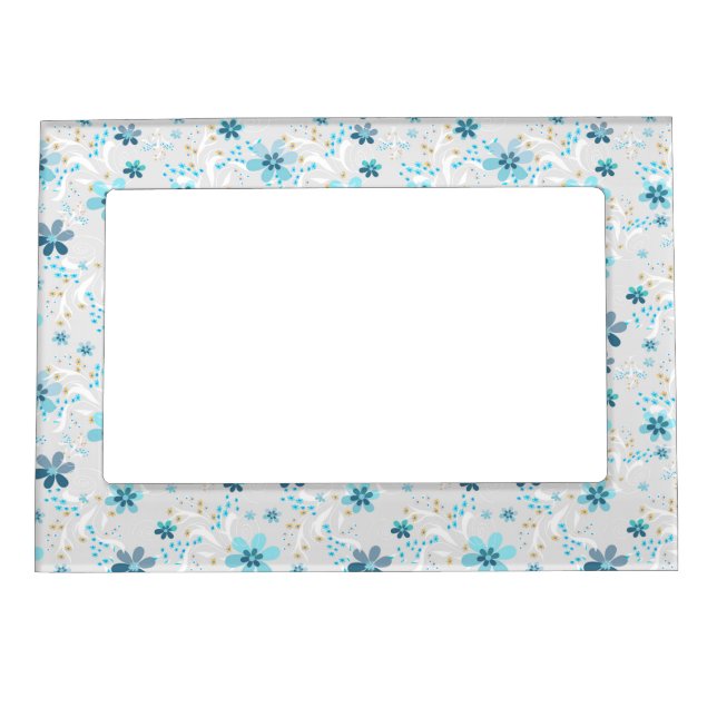 Blue floral pattern magnetic frame (Front)
