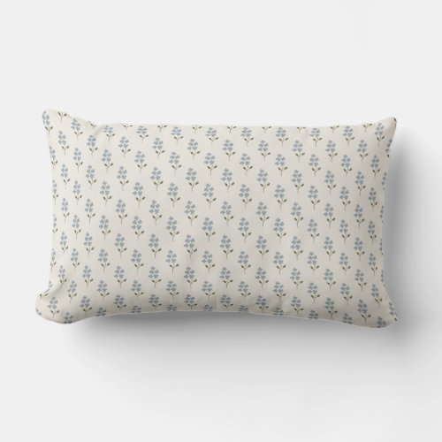 Blue Floral Pattern Minimalist Throw Pillow
