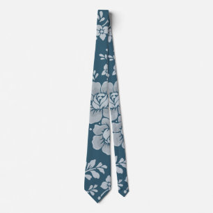 Blue Floral Pattern Neck Tie