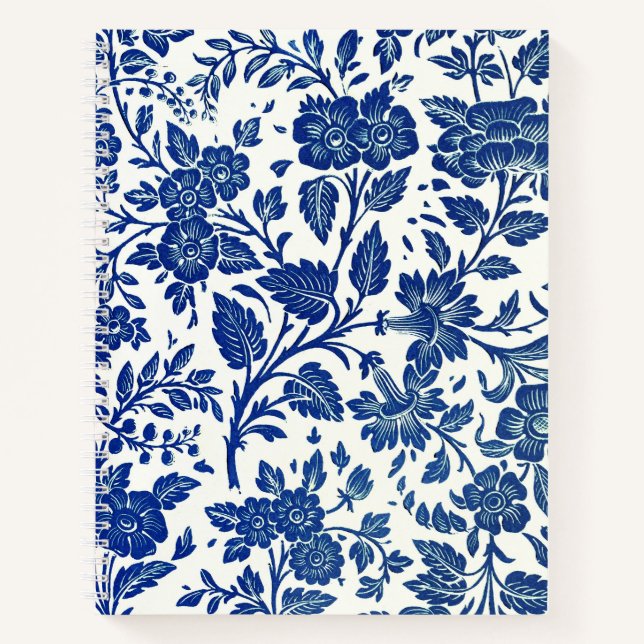 Blue Floral Pattern Notebook (Front)