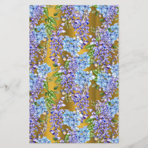 Blue Floral Pattern on Gold