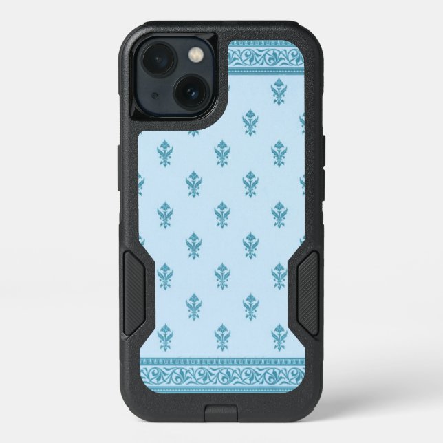 Blue Floral Pattern Otterbox iPhone Case (Back)