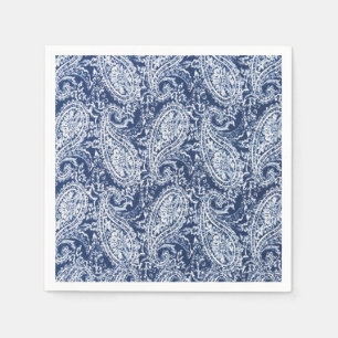 Blue floral pattern paper napkins
