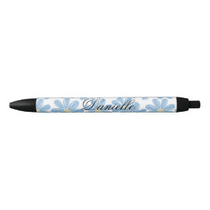 Blue Floral Pattern - Personalized Black Ink Pen