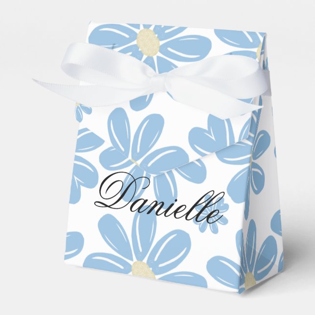 Blue Floral Pattern - Personalized Favor Box (Front Side)