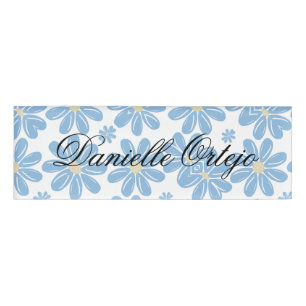Blue Floral Pattern - Personalized Name Tag