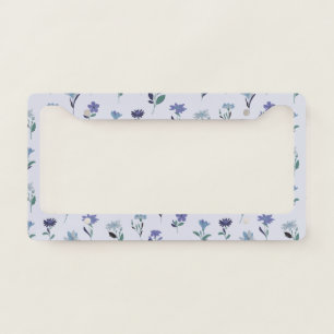Blue Floral Pattern Pillow Elegant Botanical Decor License Plate Frame