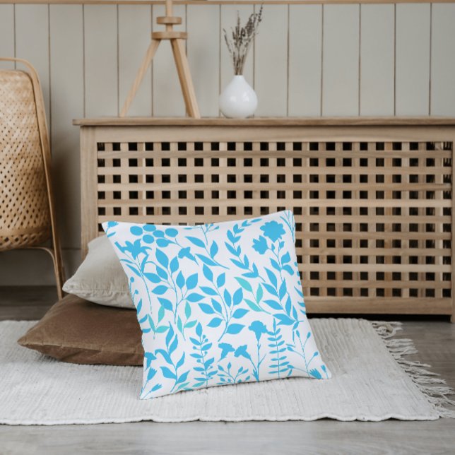 Blue Floral pattern.ST01 No BG Throw Pillow (Creator Uploaded)