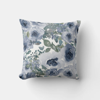 Blue floral pattern throw pillow