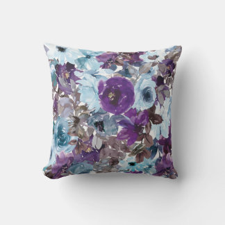 Blue floral pattern throw pillow