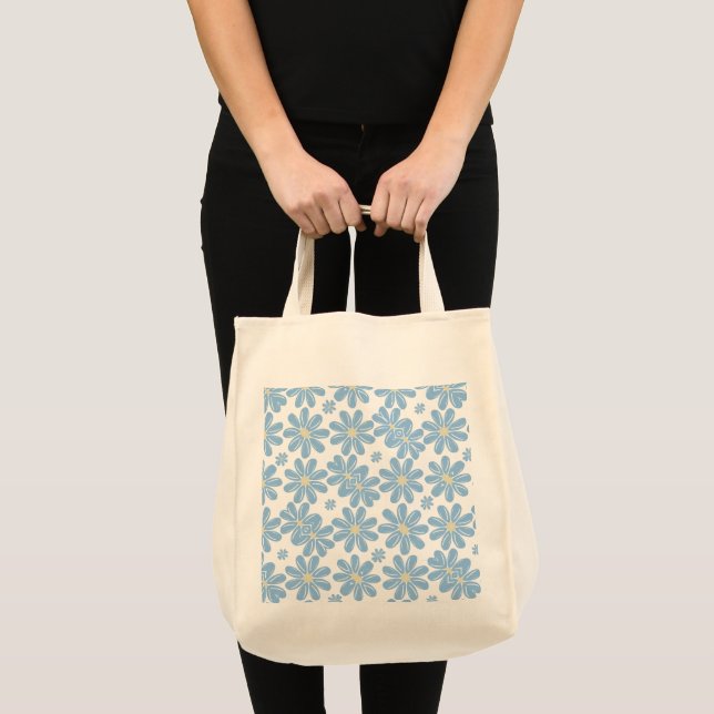 Blue Floral Pattern - Tote Bag (Front (Product))