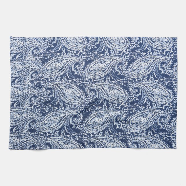 Blue floral pattern towel (Horizontal)