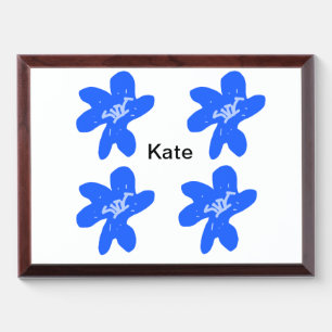 Blue floral pattern watercolor add name text award plaque