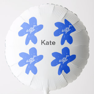 Blue floral pattern watercolor add name text balloon