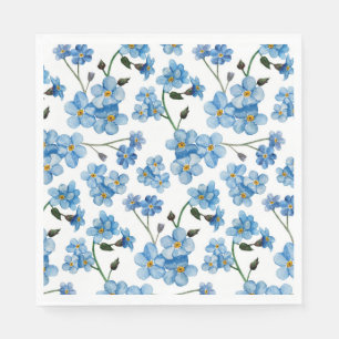 Blue Floral Pattern   Watercolor Forget-Me-Not Napkins