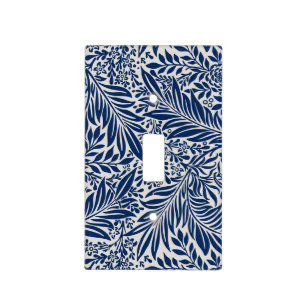 blue floral pattern with diverse leaves & blossoms light switch cover
