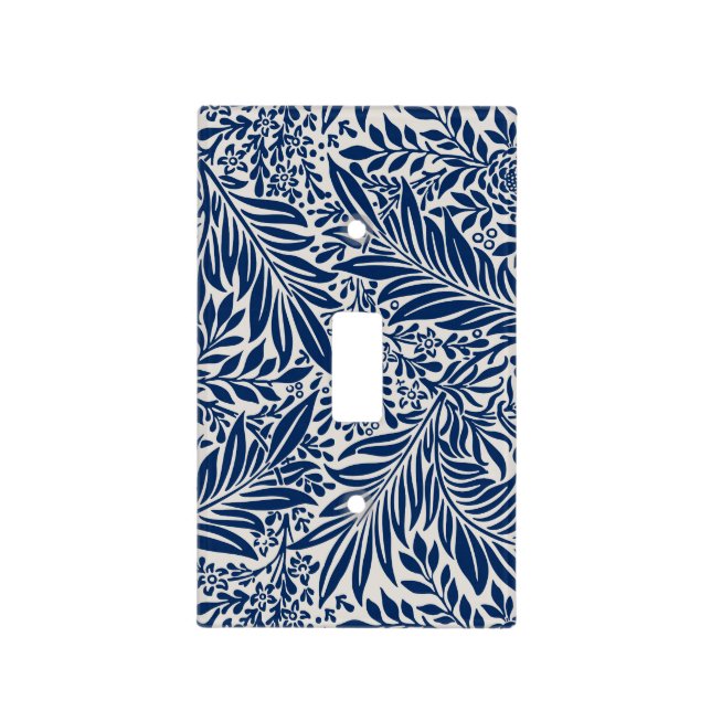 blue floral pattern with diverse leaves & blossoms light switch cover (Front)